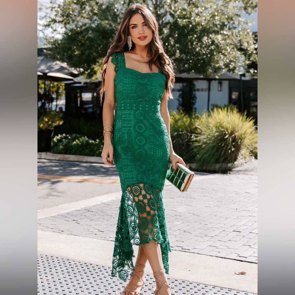 NEW Lena green crochet midi dress size XL